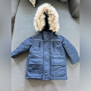 Urban Republic navy blue with fur hood jacket sz 18 month old. NWOT
